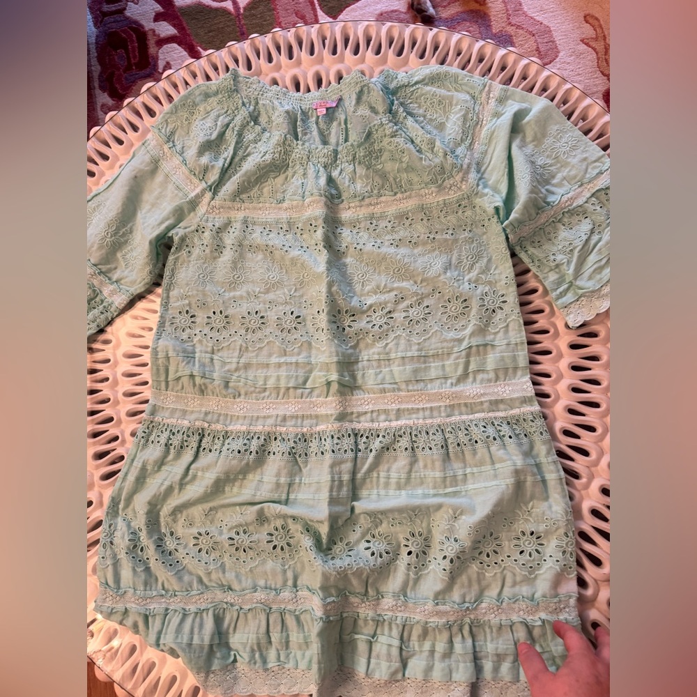 Calypso St. Barth Mint Green Eyelet Lace Dress